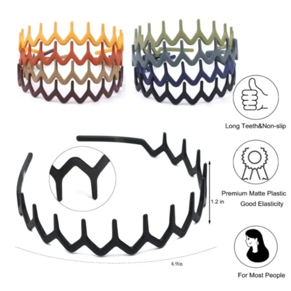 LAPOHI Non Slip Fashion Effortless Plastic Headbands Hair Accessories Bands 8Pcs